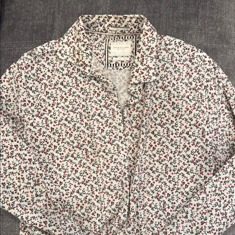 Denim & Flower Button Down Shirt